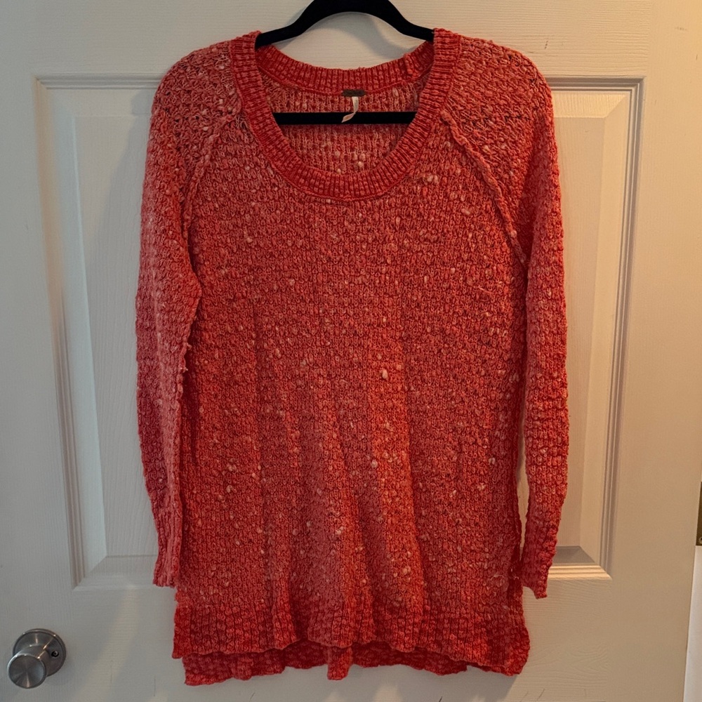 Free People Textured Coral Sweater